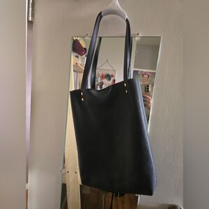 Elegant Black Leather Tote Bag